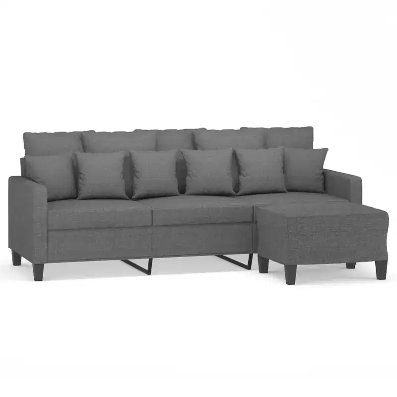 3-Seater Sofa with Footstool for Living Room - Fabric Upholstered