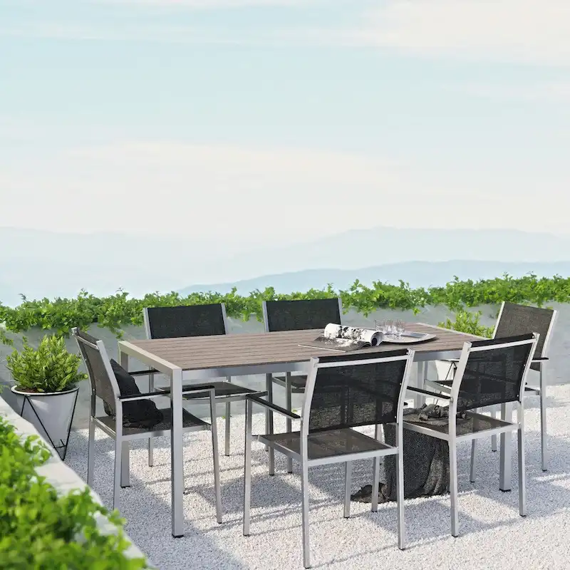 Shore Aluminum Outdoor Dining Set of 7
