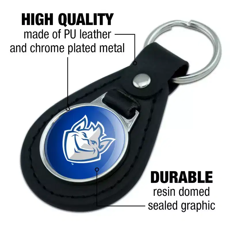 Saint Louis University Billiken Logo Black Leather Keychain