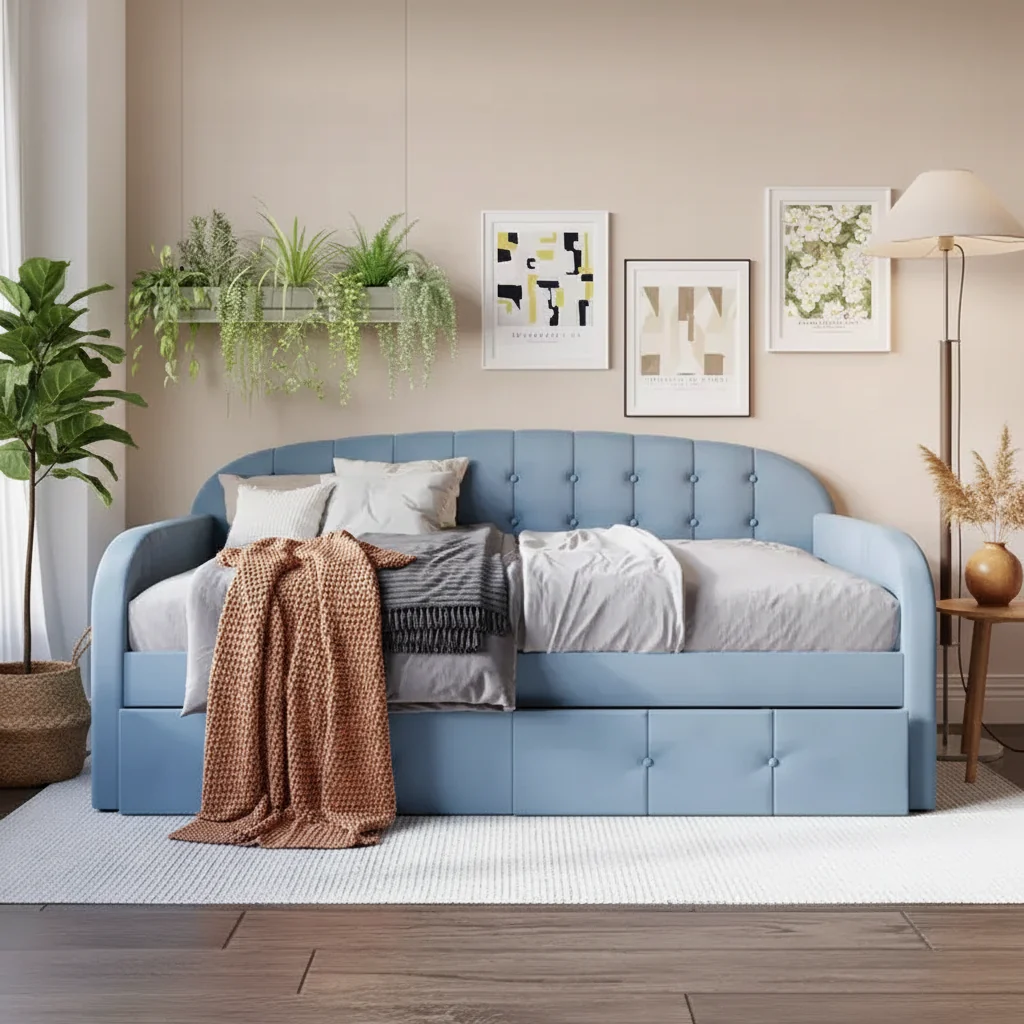 Twin Size Daybed in Velvet with Storage