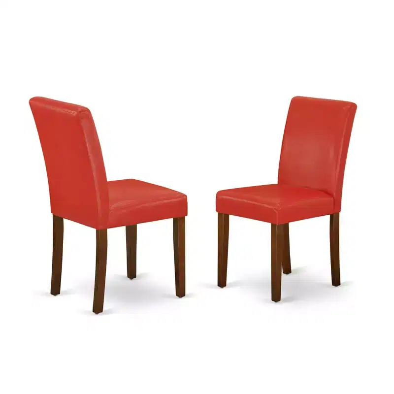 HomeStock Abbott Parsons Dining Chairs Firebrick Red Faux Leather Set Of 2