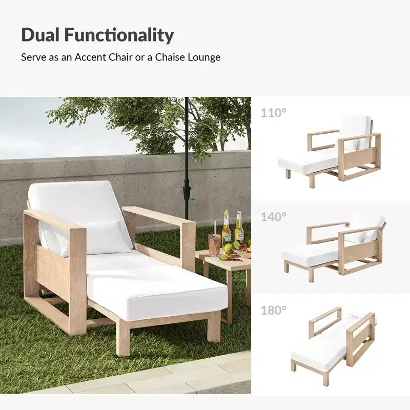 Amilcare Chaise Lounge with Adjustable Backrest Set of 2|HULALA HOME
