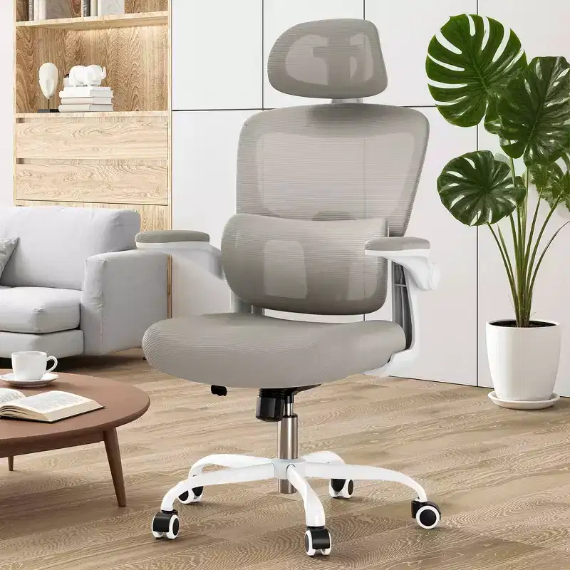 MAYEERTY High Back Ergonomic Home Office Chair with Flip-Up Armrests and Adjustable Lumbar Support