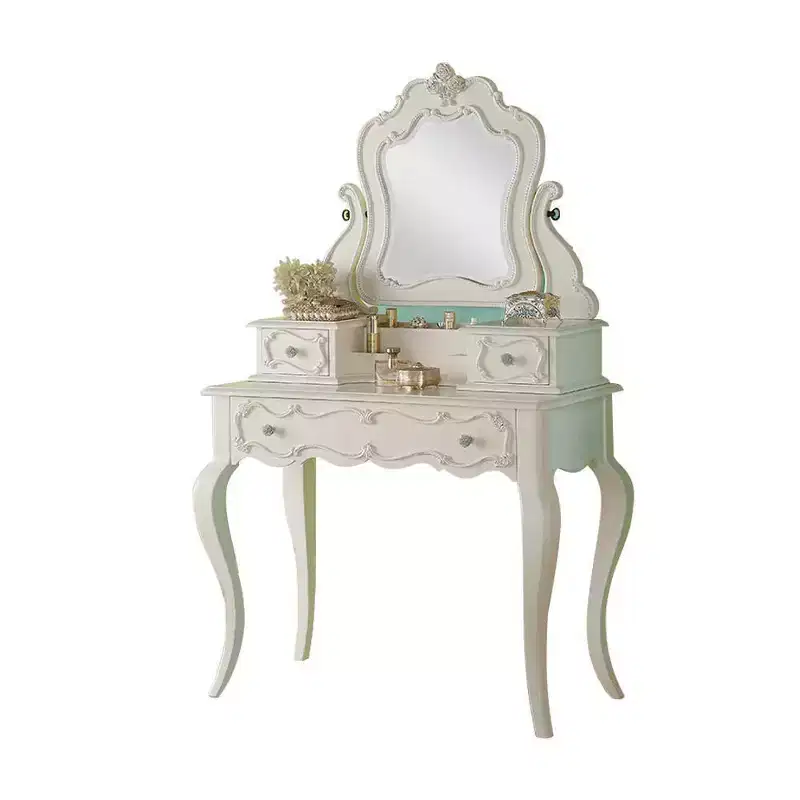 Edalene 39" Vanity Tables Pearl White - Acme Furniture: Girls Room Workstation with Mirror & Storage Shelf