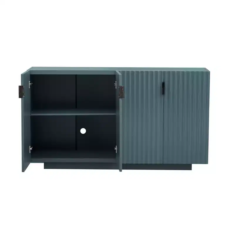 4-Door Fluted Credenza with Adjustable Shelves
