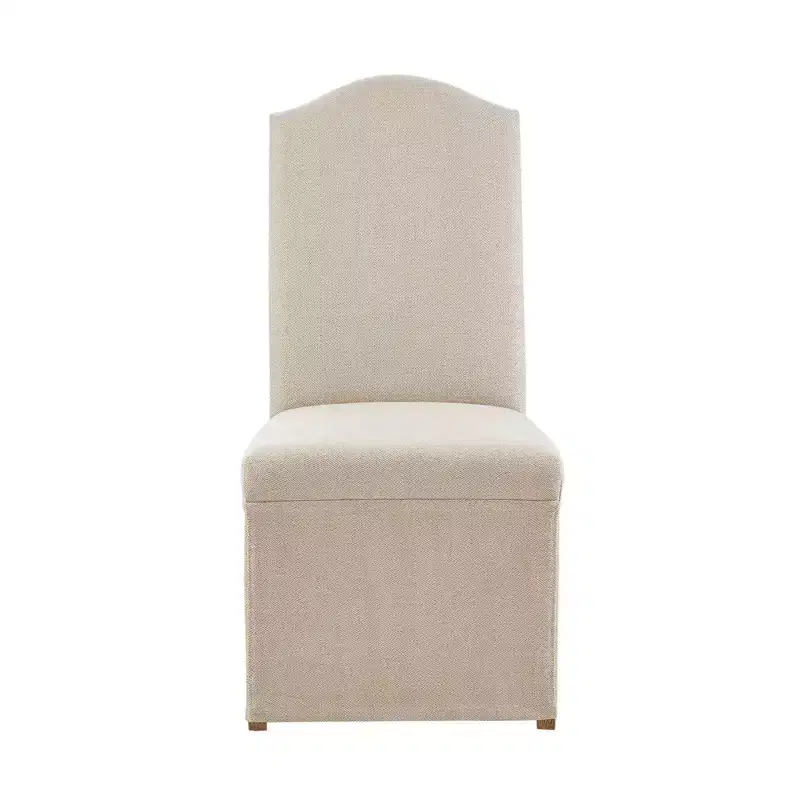 Set of 2 Cadman High Back Dining Chairs with Skirts Beige: Upholstered Parsons Style, Foam-Filled, Wood Legs