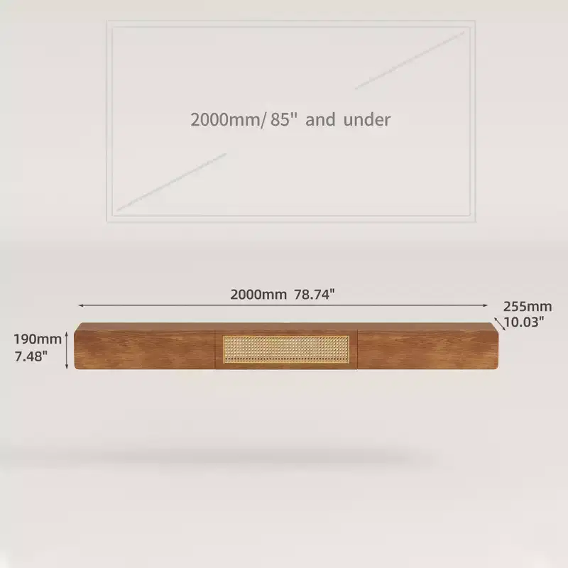 78.74 Floating TV Stand for 85 Inch TV Wall Mounted Media Console with Rattan Door and Drawers Modern Entertainment Shelf Gaoyangjiaju