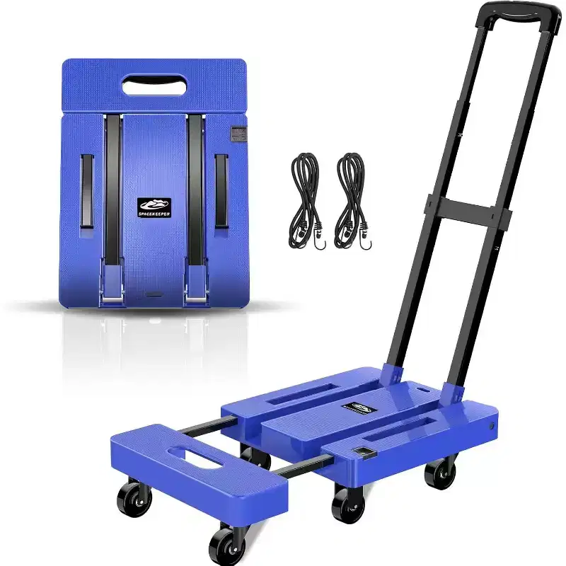 Folding Hand Truck, 500 LB Heavy Duty Luggage Cart, Portable Collapsible Utility Dolly with Elastic Ropes