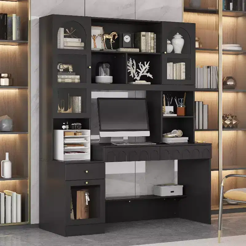 Famapy Home Office Desk Single Computer Desk with Top Storage Modern Style