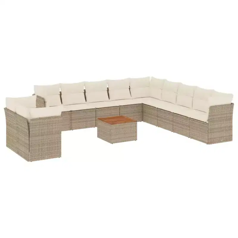 vidaXL Patio Sofa Set with Cushions Outdoor Furniture 12 Piece Poly Rattan