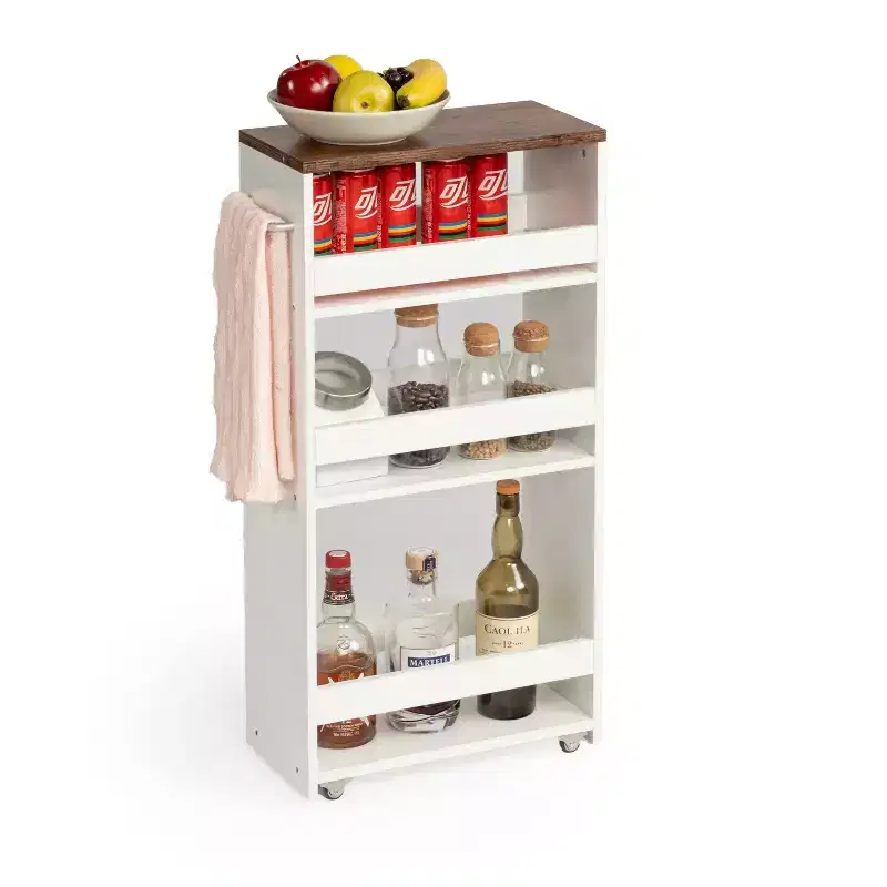 Rolling Storage Cart, Utility Cart on Wheels, 4-Tier Kitchen Cart with Handle, 7.9