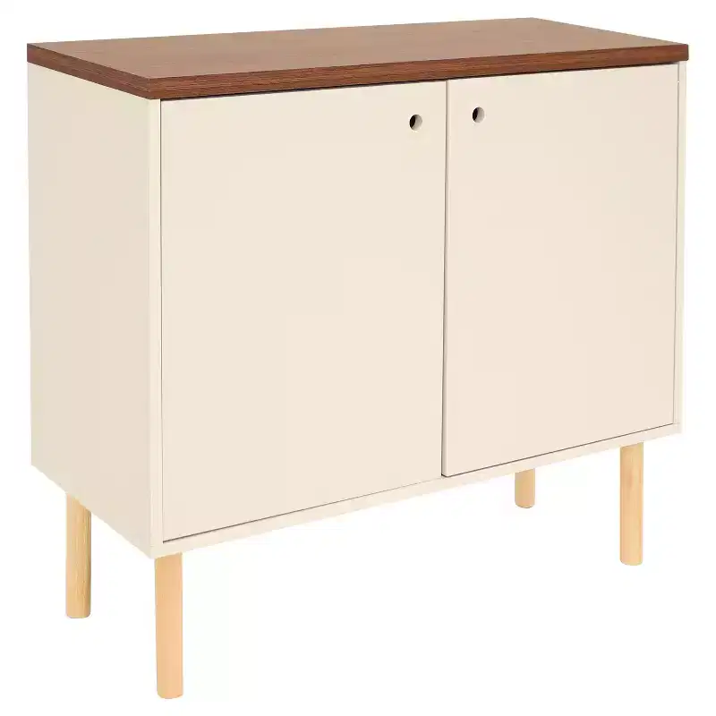 Indoor Mid-Century Modern 2-Door Accent Buffet Cabinet with Shelves