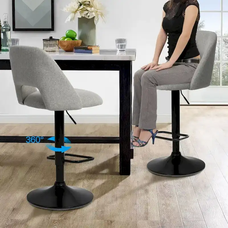 17.7 Bigger Base Vinyl Adjustable Height Swivel Bar Stool, Set of 2 - 32x17x17