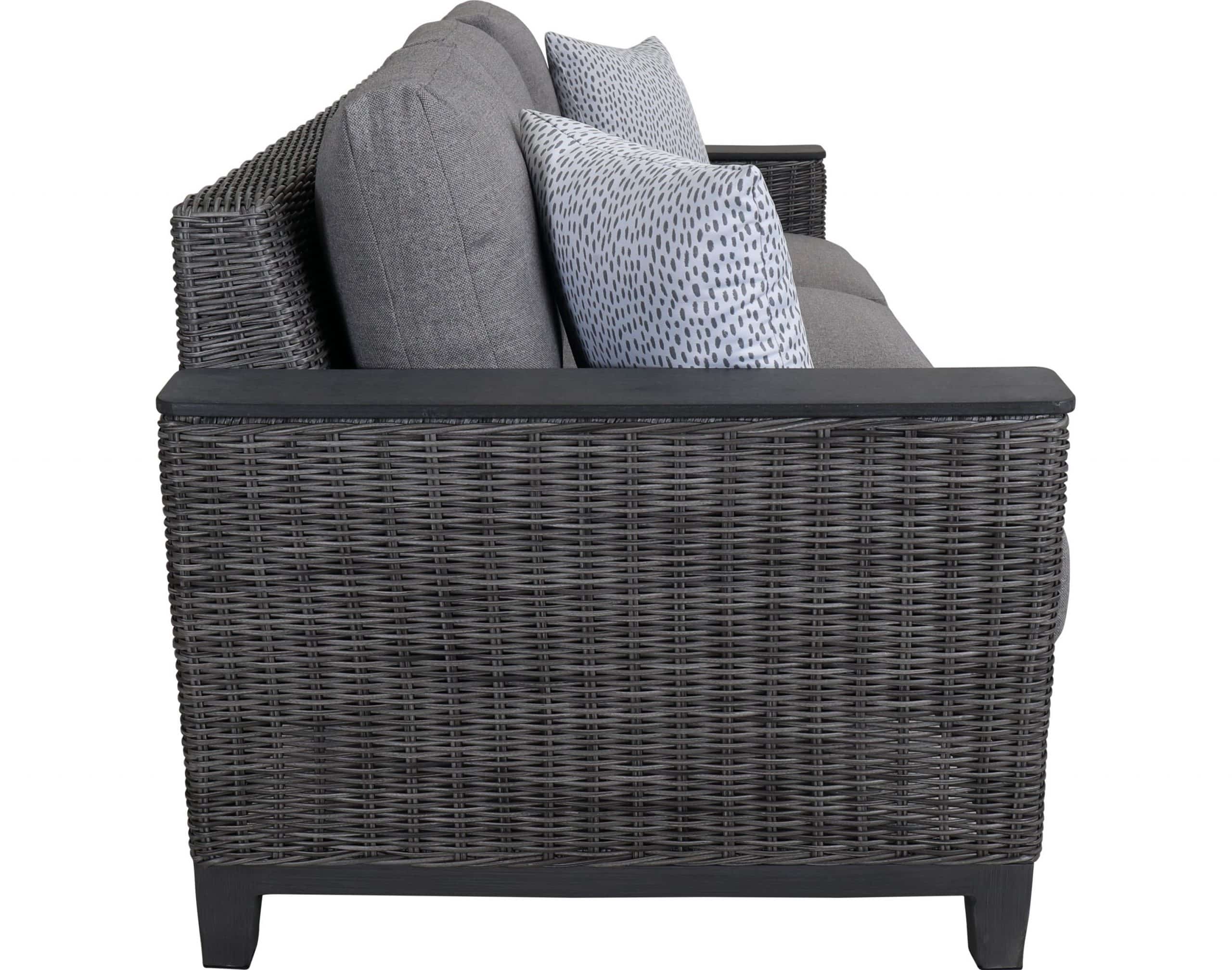 Outdoor Wicker Sofa with Deep Seat Cushions All-Weather Gray