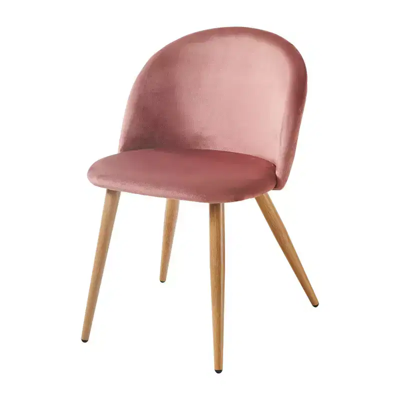 HomeRoots Pink and Oak Velvet and Metal Dining Side Chair