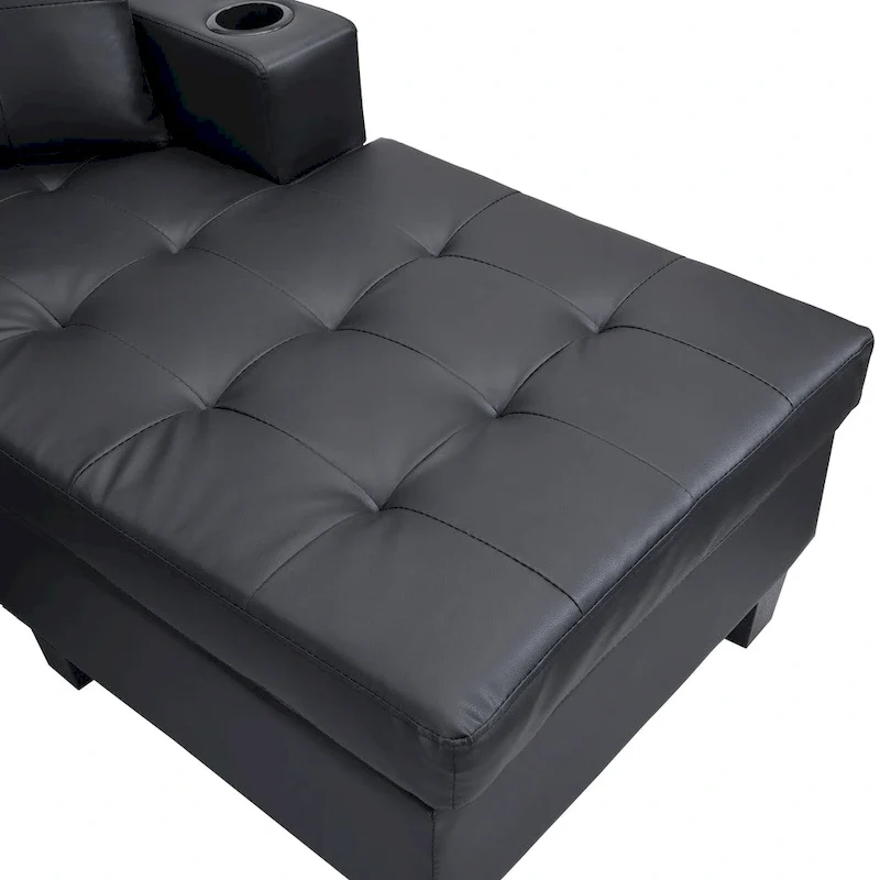 Modern 4-Seat L-Shaped Sectional Sofa with Lounge Chaise