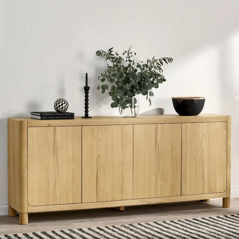 4-Door Oak Buffet - 80Wx22Dx33H