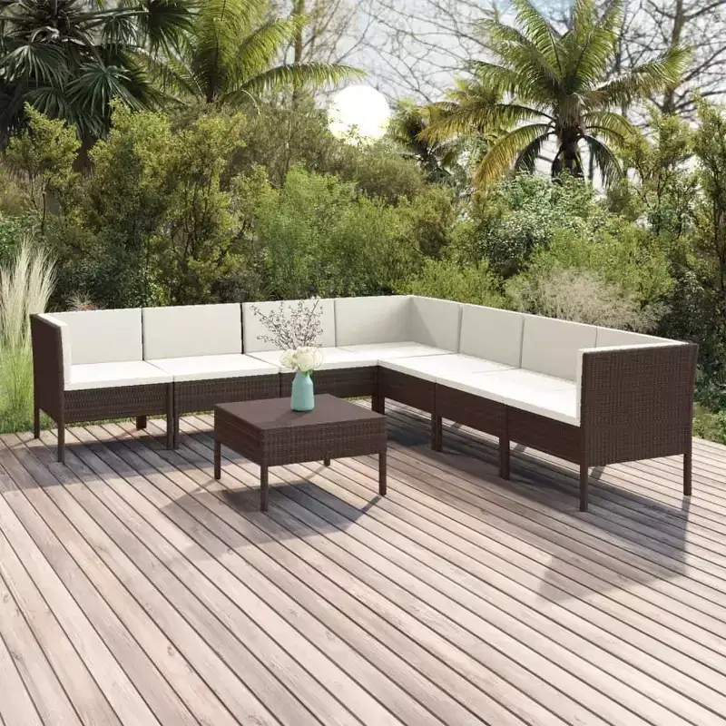 vidaXL Garden Lounge Set Brown, Cream White