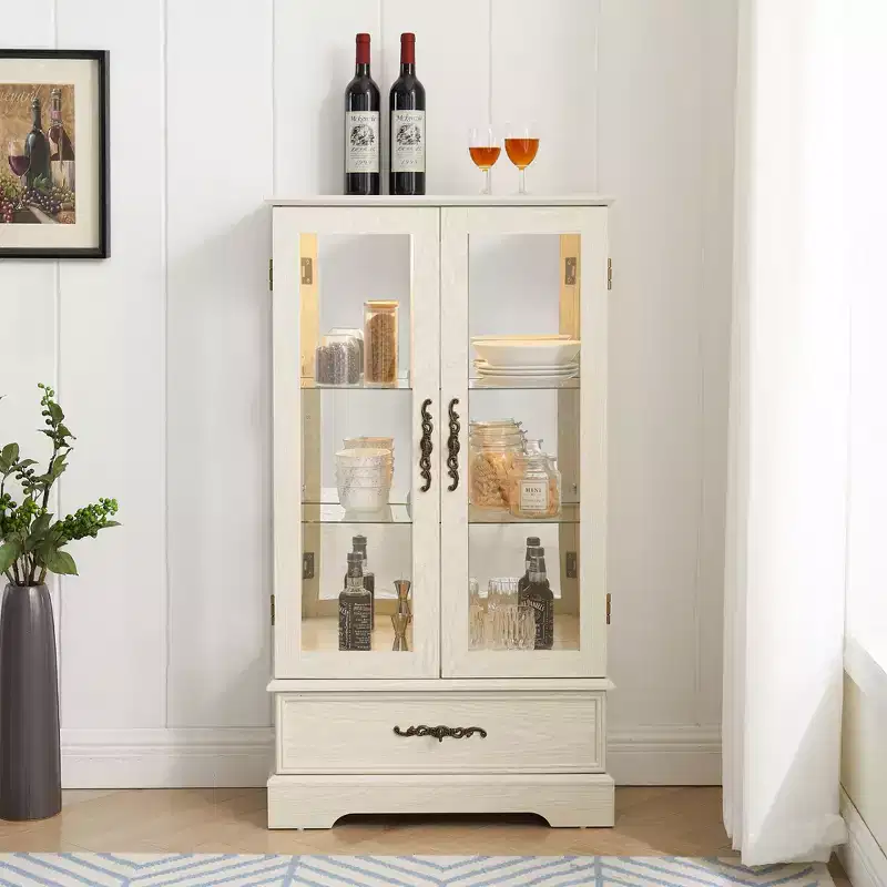 Wood & Glass Display Cabinet 47.44''H x 25.98''W x 11.81''D