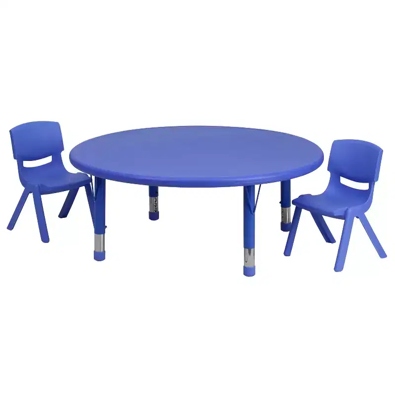 Flash Furniture 45 Round Plastic Height Adjustable Activity Table Set with 2 Chairs