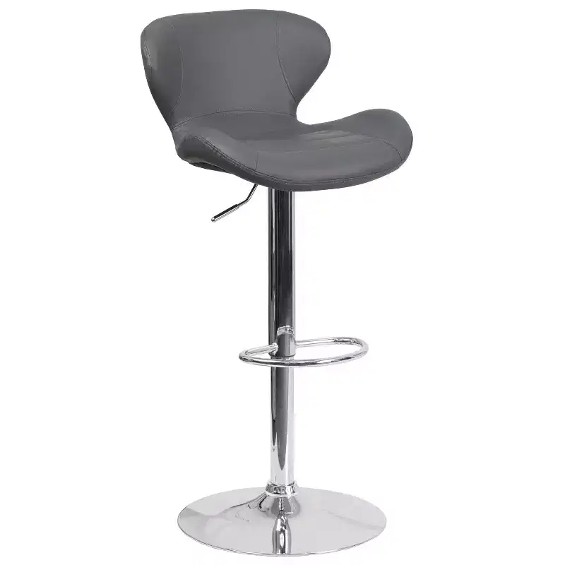 Flash Furniture Contemporary Adjustable Height Barstool with Curved Back and Chrome Base