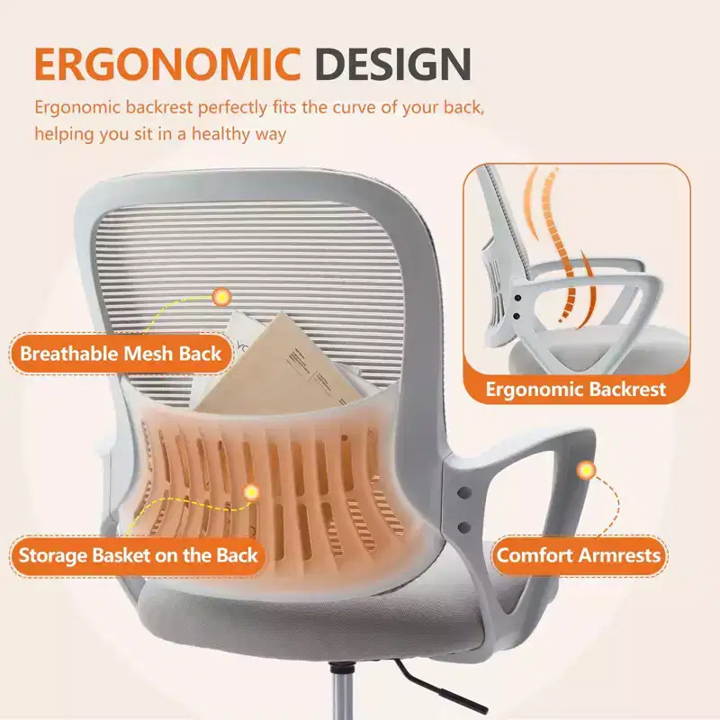 Ergonomic Office Chair for Standing Desk - Adjustable Height - Gray