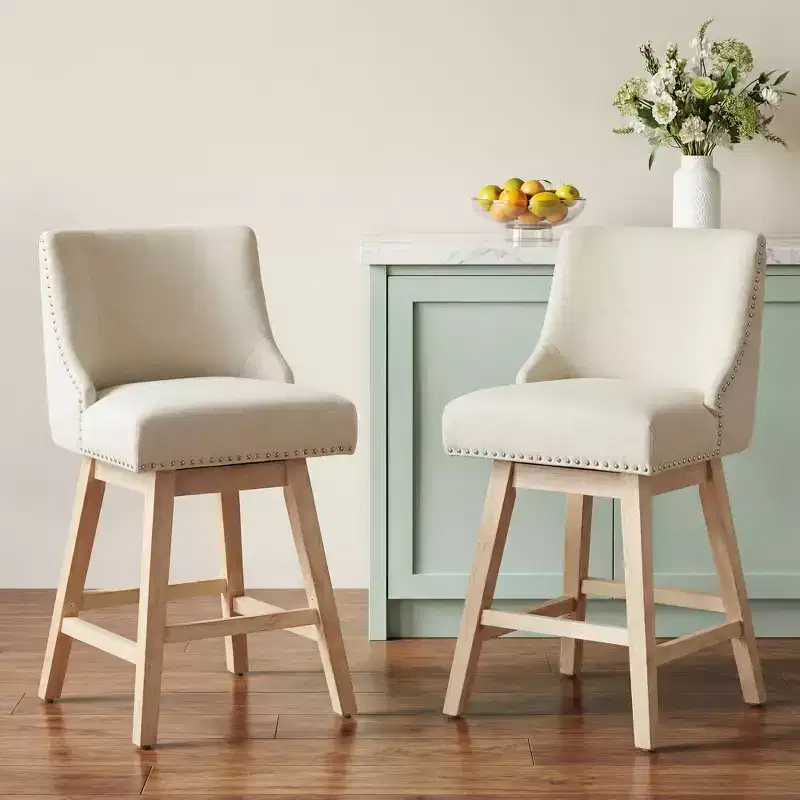 modern style kitchen countertop bar chair, 36-inch high bar, linen fabric, rotatable