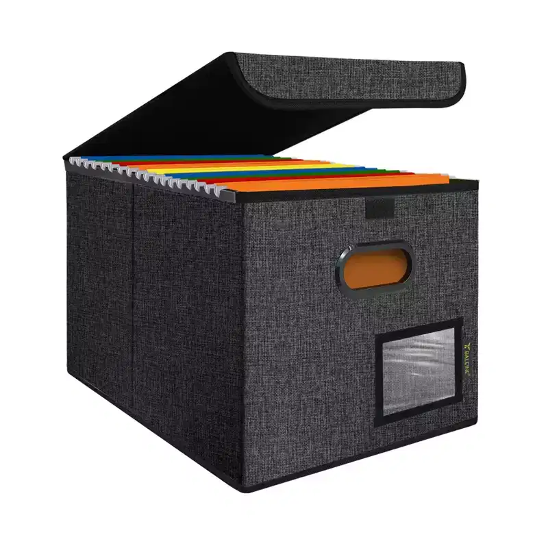1PC/2PC Hanging File Box Folder Organizer - HOMLUX: Lid & Collapsible