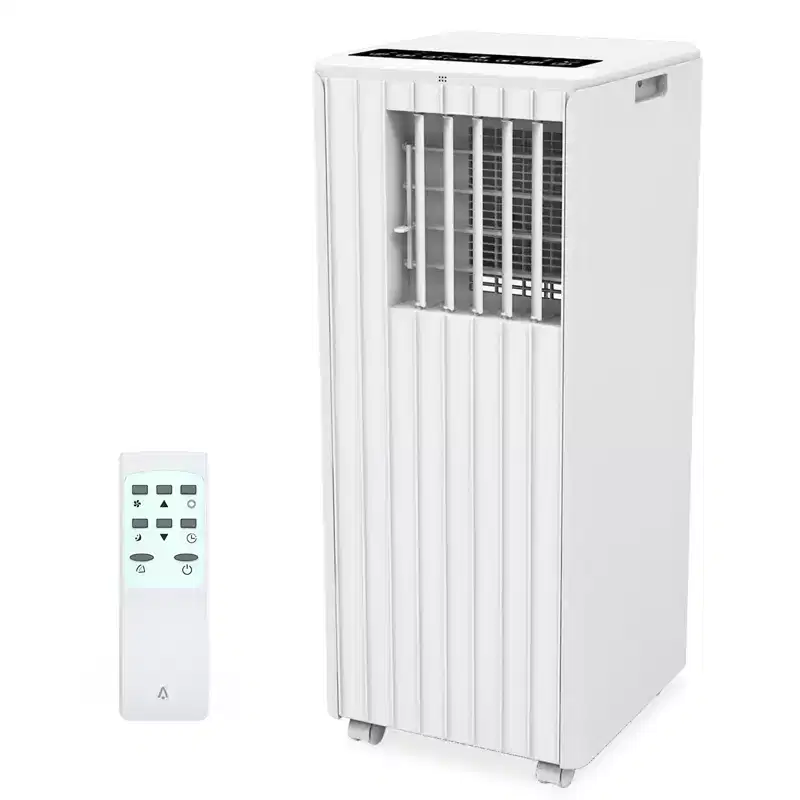 White 8,000 BTU 3-in-1 Floor Standing Portable Air Conditioner  Cools 350 Sq.Ft. with Dehumidifier, Fan & Remote Control