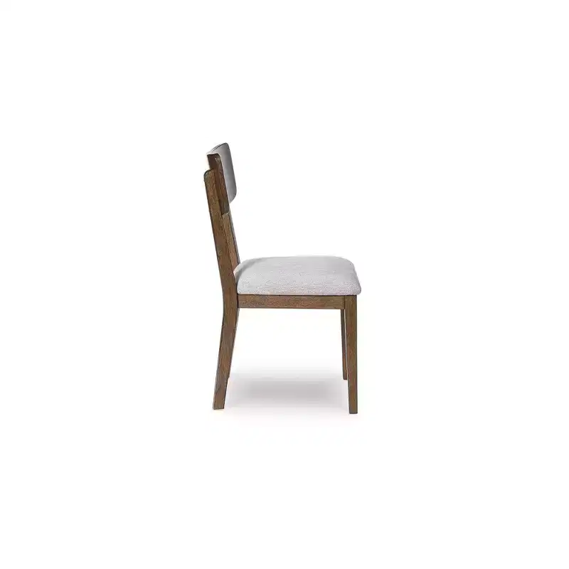 Signature Design by Ashley Allstream Dining Upholstered Side Chairs, Set of 2, Gray Polyester Seats with Brown Solid Wood Frame
