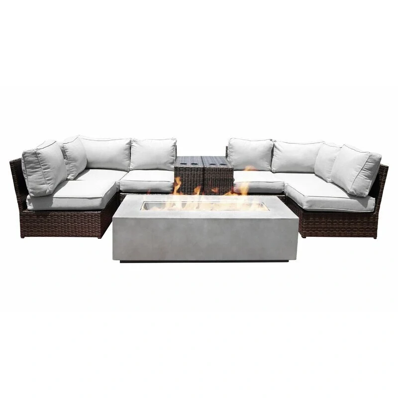 LSI 9 Piece Sectional Seating Group With Sunbrella Canvas Cushion