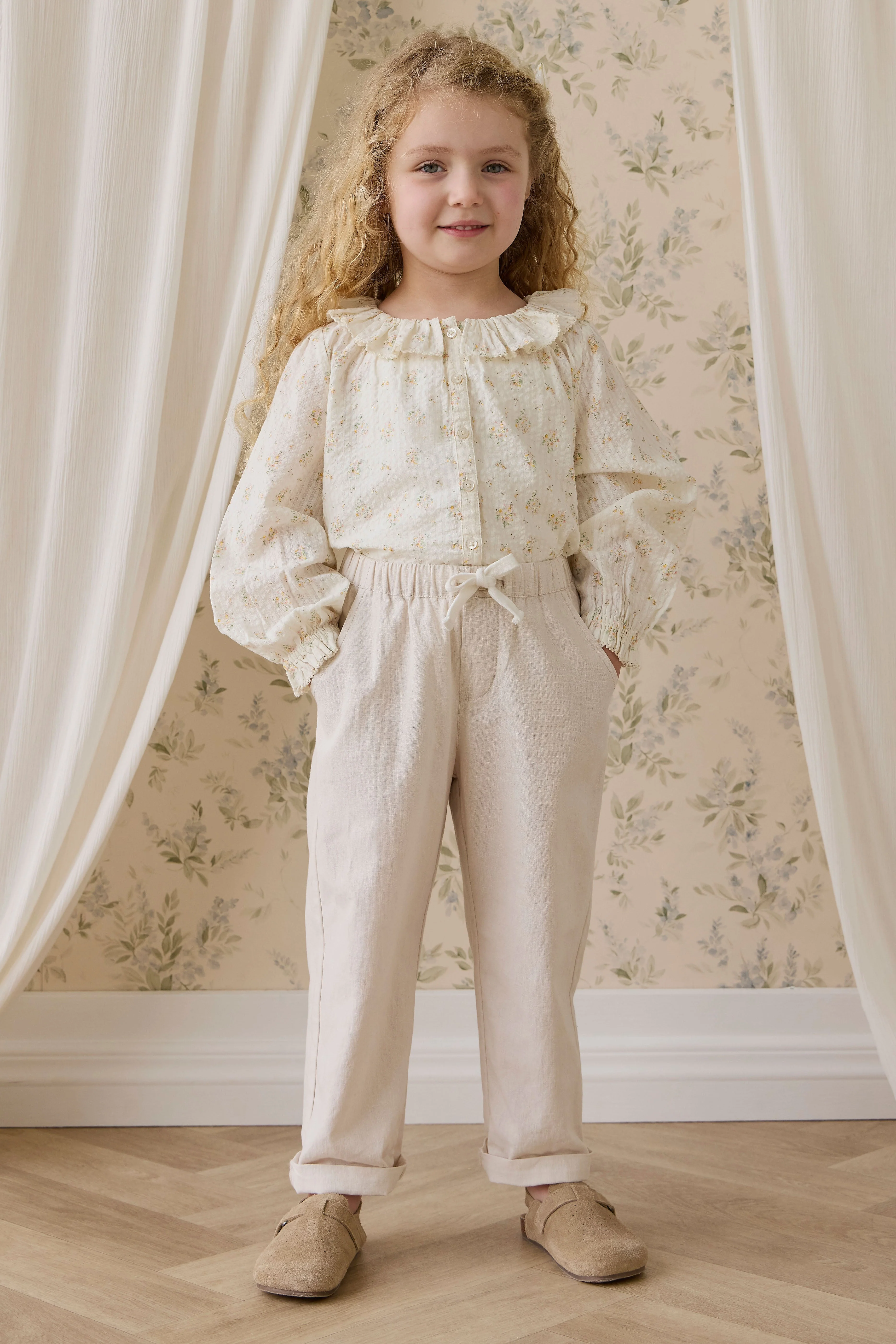 Relaxed Natural Linen-Cotton Straight-Leg Pant with Elastic Waistband for Everyday Comfort 6M–10Y