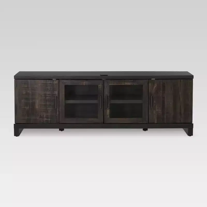 Storage TV Stand for TVs up to 75" Weathered Pine - Threshold™: Farmhouse Style Media Console with Adjustable Shelves