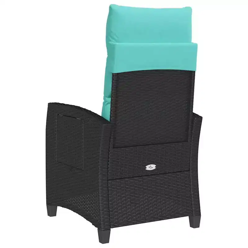 vidaXL Reclining Garden Chair in Poly Rattan with Side Table
