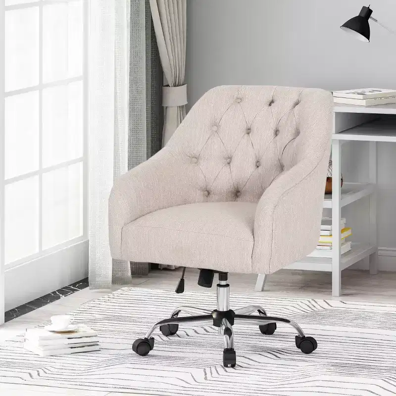 Tufted Home Office Chair with Swivel Base Adjustable Height