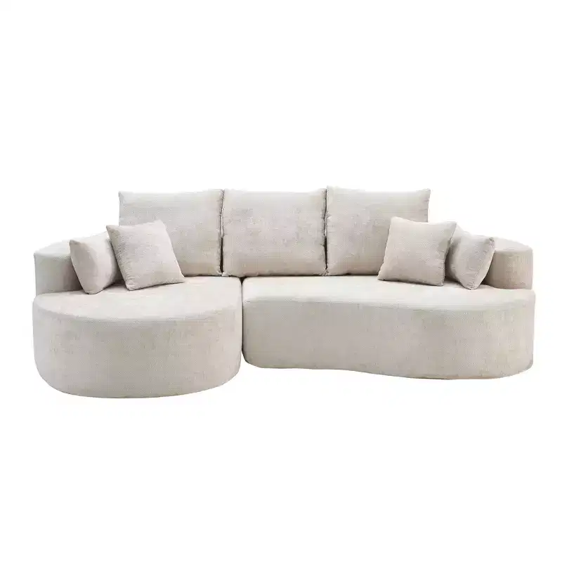 Christopher Knight Home Shamus 106 Modern Cozy Upholstered 4 Seater Curved Sectional Sofa with 7 Pillows