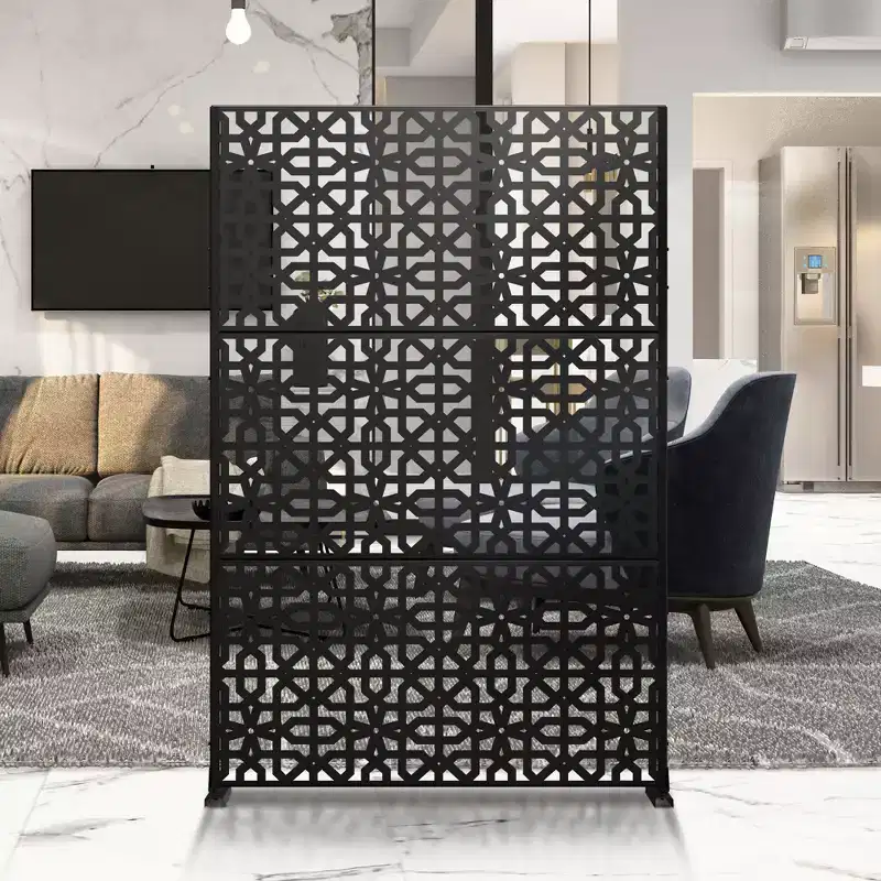 Dovelina 72x47 Metal Privacy Screen 3 Panels Freestanding Partitions and Room Divider