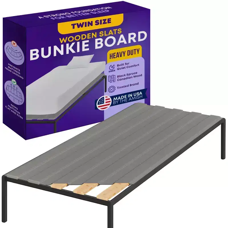 Continental Sleep, 0.75-Inch Heavy Duty Vertical Mattress Support Wooden Bunkie Board/Slats With Cover