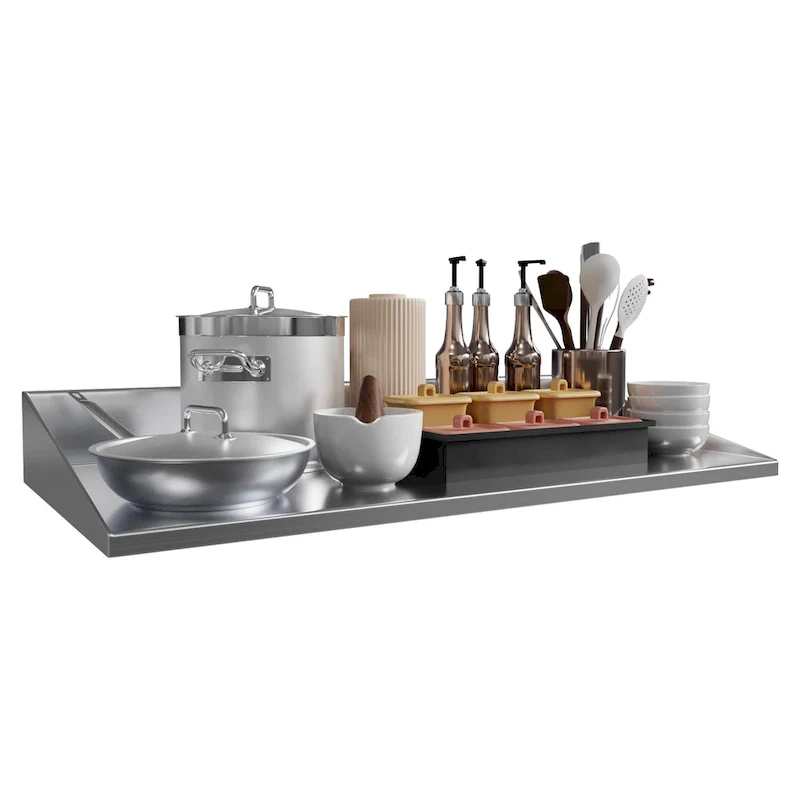 Wall-Mounted Stainless Steel Kitchen Storage Rack -48 x 12 Inches
