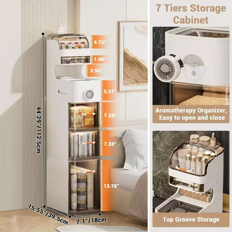 Acekool Ultra-Slim Bathroom Storage Cabinet, Narrow Organizer with Wheels, Modern Drawer Design for Bathroom, Laundry, Kitchen, Office