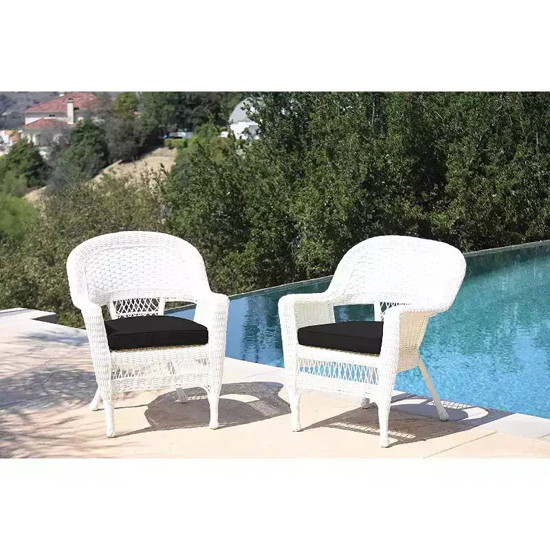 HomeStock Zen Zone Chair Set of 2, Durable Resin Wicker, Weather-Resistant with Cushions