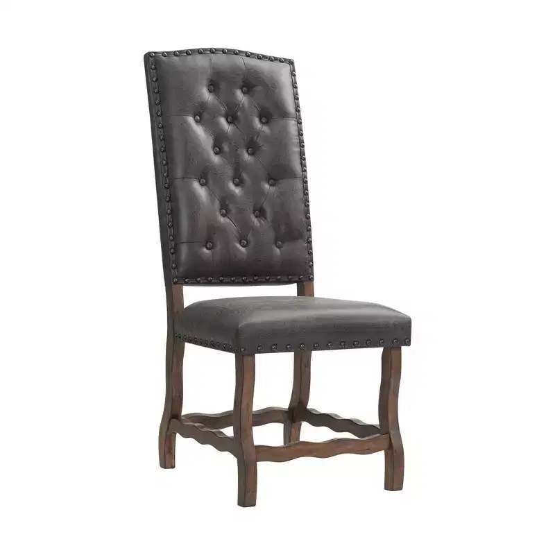 7pc Hayward Extendable Dining Table Set with 6 Tufted Tall Back ChairsWalnut - Picket House Furnishings: Elegant Double Pedestal Base