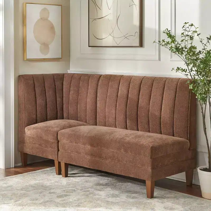 Lifestorey 2pc Kerrington Upholstered Breakfast Nook Set Brown
