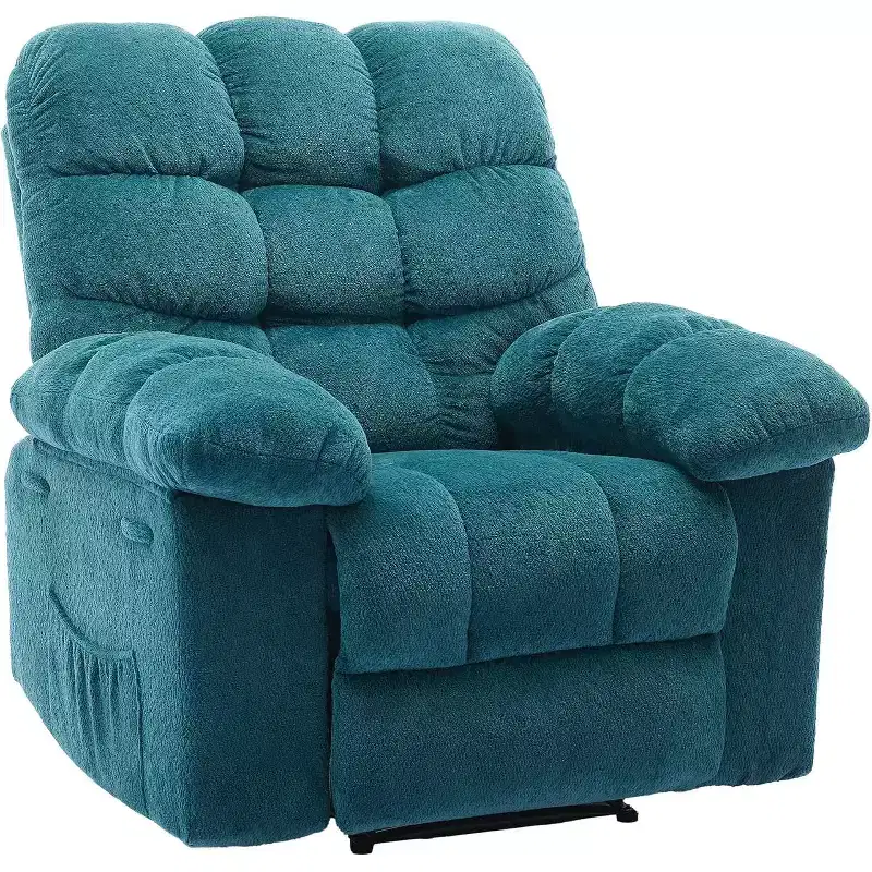 Manual Reclining Chair, Padded Ergonomic Design with Breathable Fabric and Side Storage Pockets, for Living Room