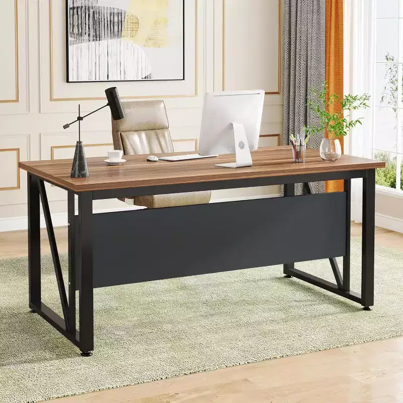 Lantine L Shaped Executive Computer Desk with Lateral File Cabinet