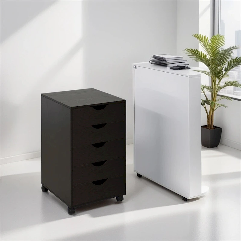 5 Drawer File Cabinet Storage Organizer Filing Cabinet with Wheels