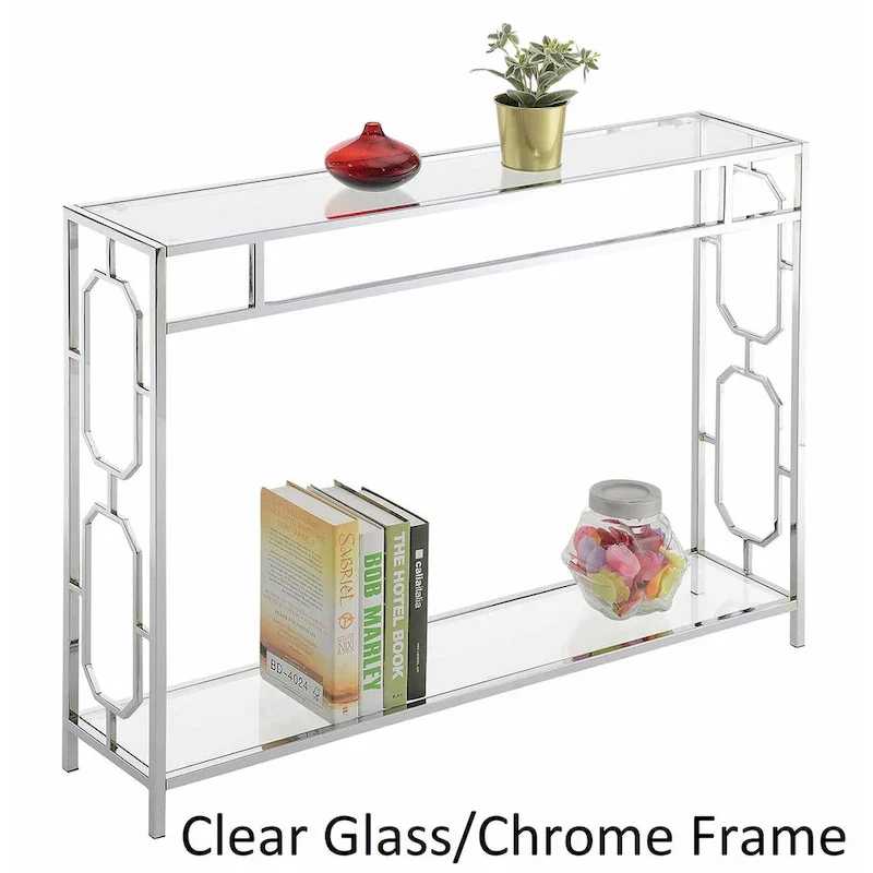 Chrome Console Table with Shelf