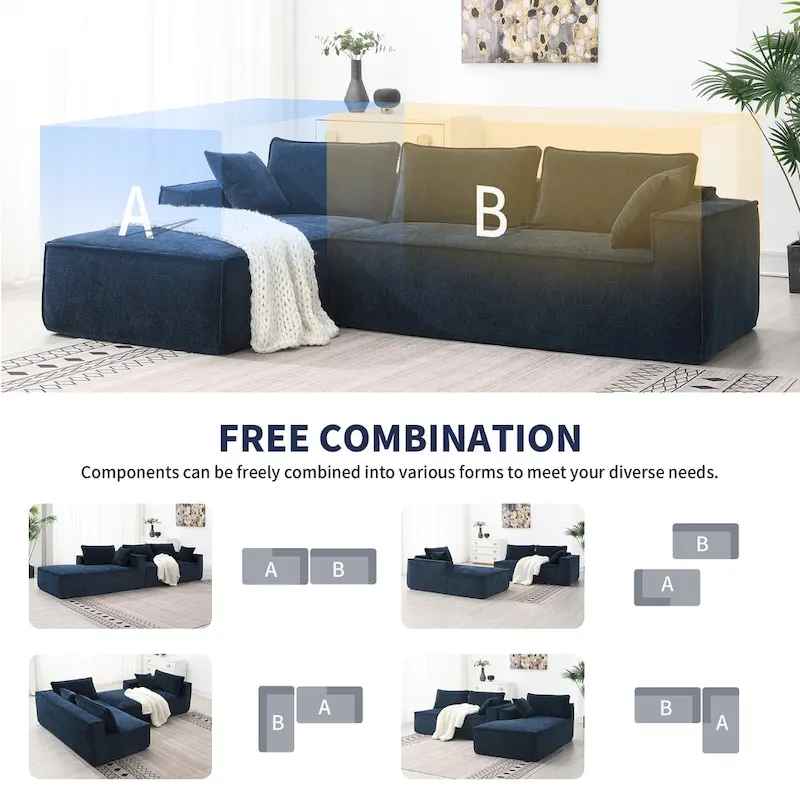 Zab Chenille 2 Pieces Sectional Sofa by GDFStudio