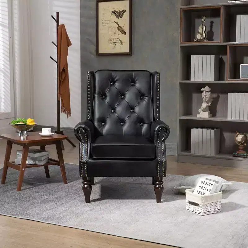 Lounge Chair, Wood Frame Armchair with Removable Cushion, Modern Accent Chair Leisure Chair Compatible with Living Room , Bedroom
