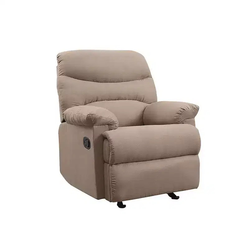 35" Arcadia Active Sitting Chair Light Brown Microfiber: Recliner, Easy Reach Handle - Acme Furniture